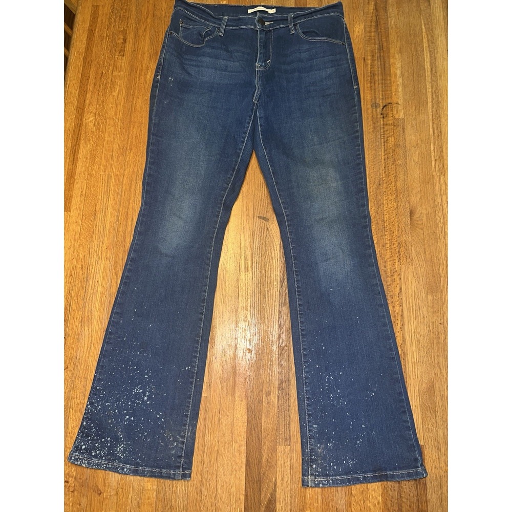Levi's 515 Bootcut Women 6 Blue Denim 5 Pocket Bleach Splash Distressed Jeans